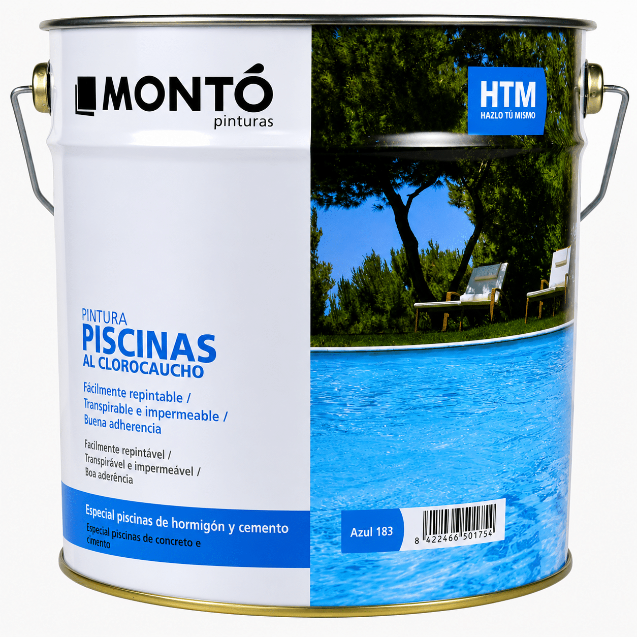 Vopsea Cauciuc Clorurat pentru Piscine din Beton și Ciment – Rezistență Ridicată la Apă și Clor | HTM Piscinas Clorocaucho, 4L